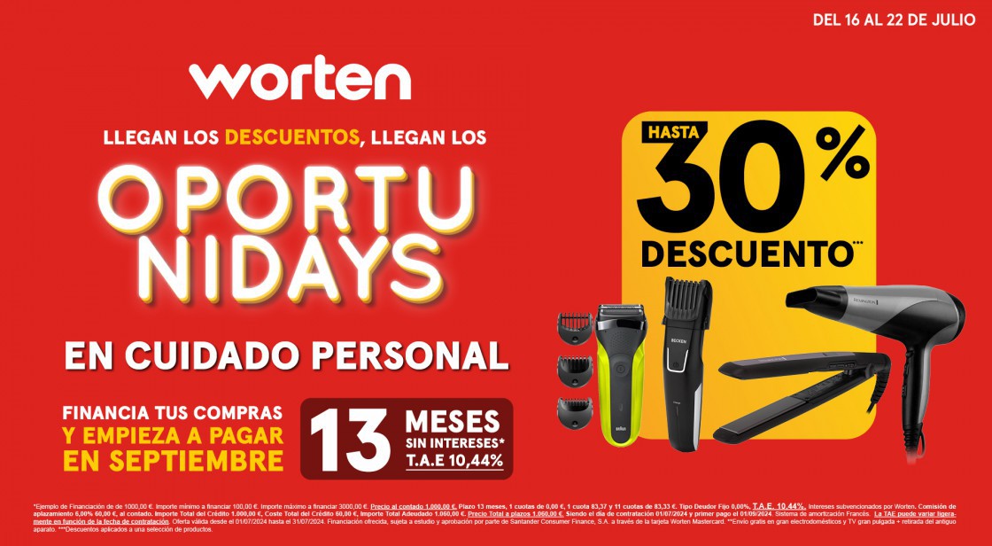 OPORTUNIDAYS WORTEN: HASTA UN 30% DE DESCUENTO EN CUIDADO PERSONAL